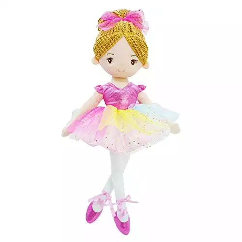 June Garden 16" Ballerina Princess Polina - Stuffed Plush Soft Doll - Pink Outfit - Gift for Toddler Girls