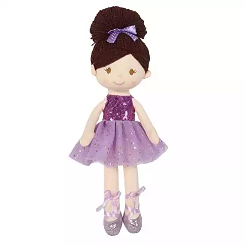 Linzy Toys, 14'' Dancing Ballerina Soft Plush Rag Doll for Girls, Munecas De Trapo para Recuerdos, with A Highly Detailed Tutu, Toddlers and Children, Purple (81081PURPLE)