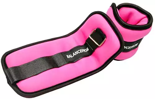 BalanceFrom Fully Adjustable Ankle Wrist Arm Leg Weights, 1 lbs each (2-lb pair), Pink