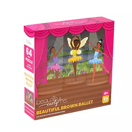 Beautiful Brown Ballet 64 Piece STEAM Jigsaw Puzzle for Kids who Love Ballet; Kids Ages 4-8, Kids Ages 8-12. Inspire Love of Dance and The Arts for Your Beautiful Ballerina by Beautiful Curly Me